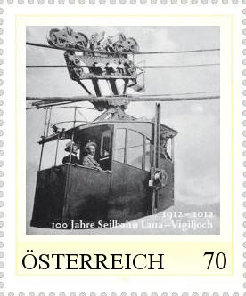 Briefmarke 100 Jahre Seilbahn Lana-Vigljoch