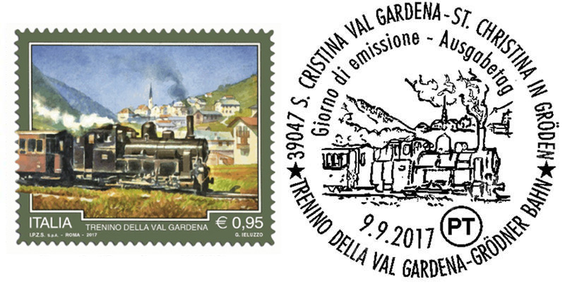 Briefmarke und Ersttagsstempel Grönder Bahn